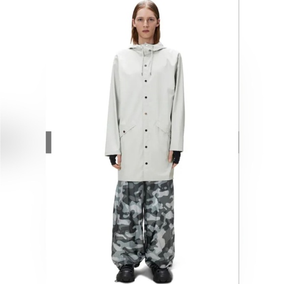 RAINS LONG JACKET IN ASH SZ XL UNISEX NWT - Picture 3 of 4